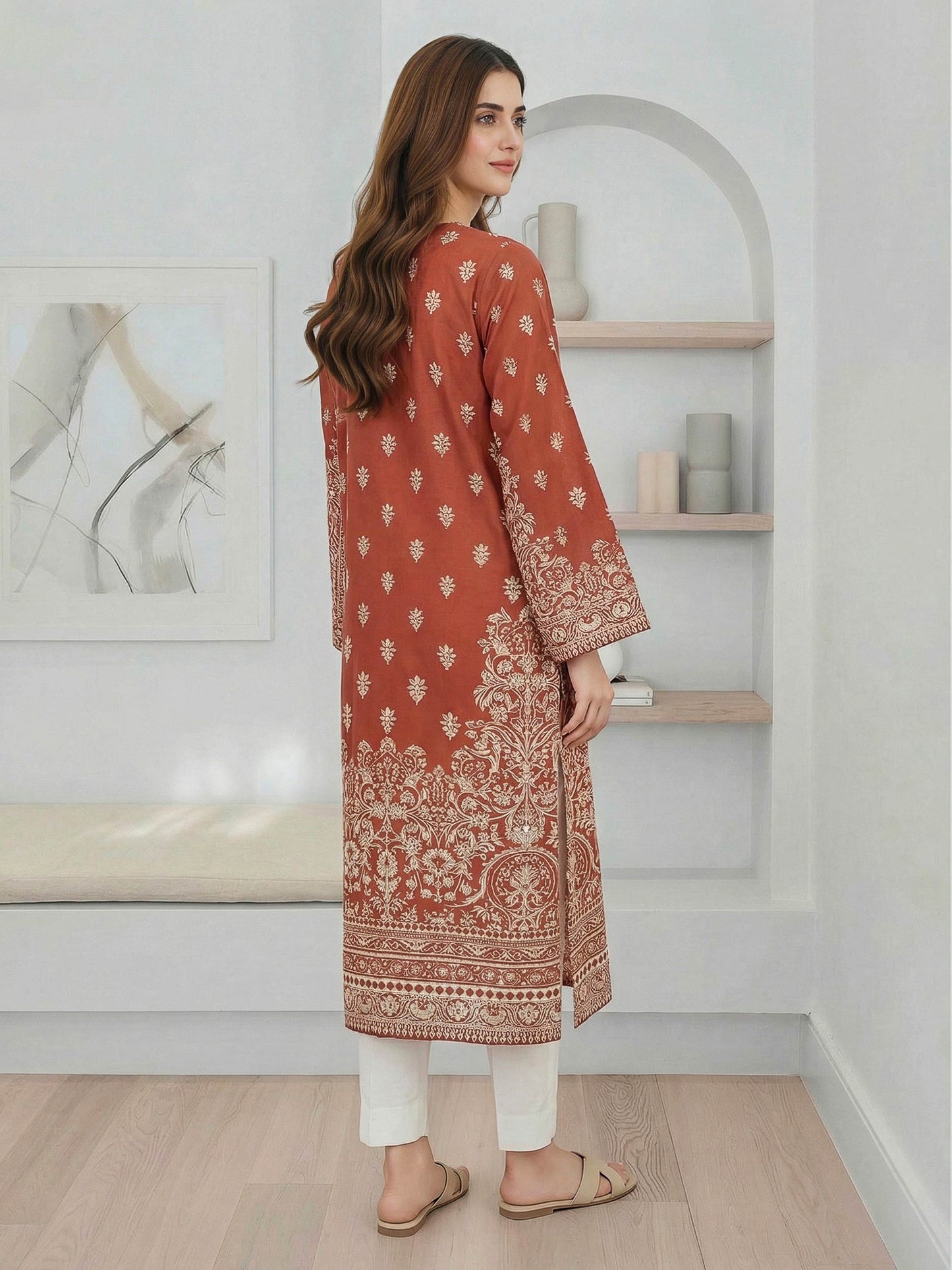 Silk Shirt- Embroidered (Pret)