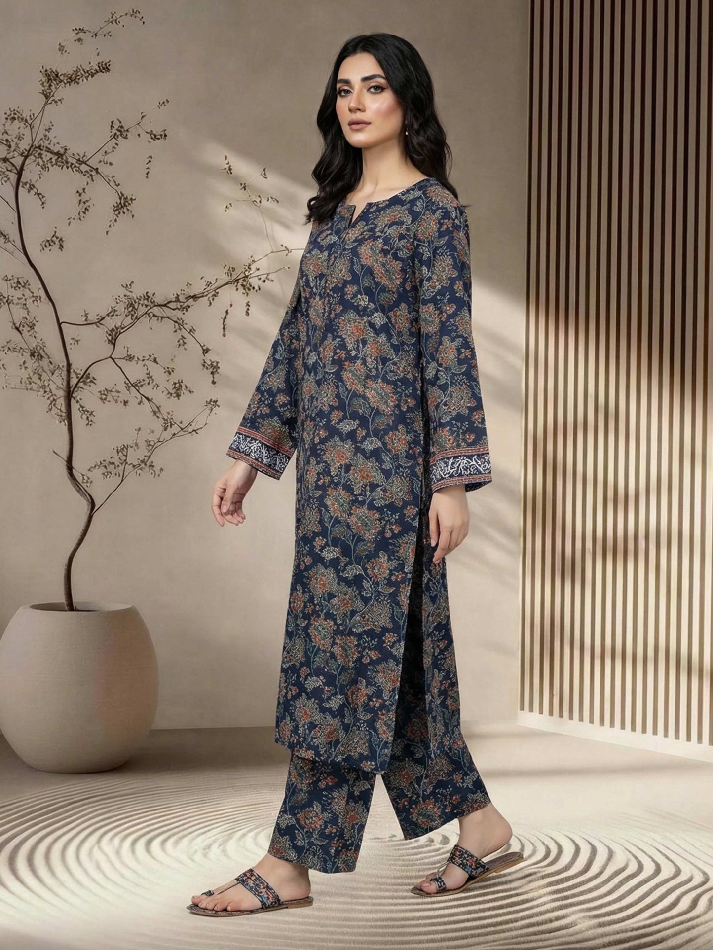 2 Piece Viscose Suit- Embroidered (Pret)