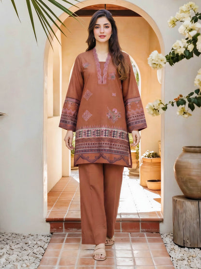 2 Piece Dobby Suit- Embroidered (Pret)