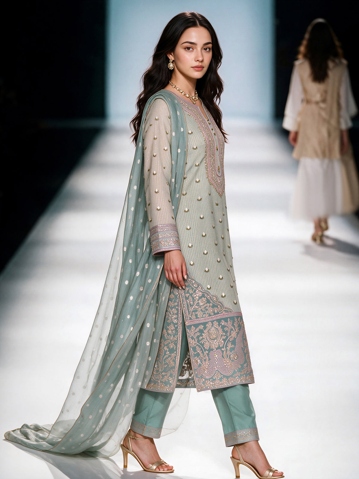 3 Piece Jacquard Yarn Dyed Suit- Embroidered (Pret)