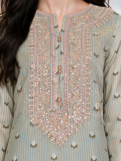 3 Piece Jacquard Yarn Dyed Suit- Embroidered (Pret)