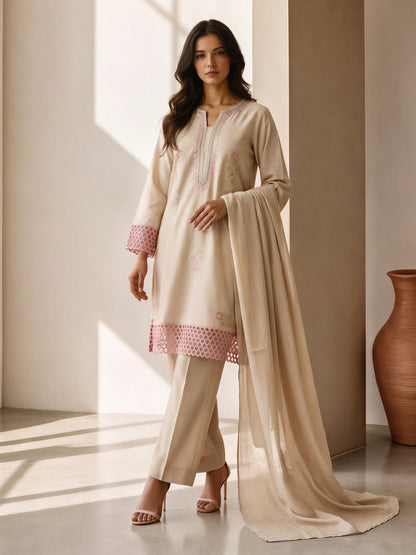 3 Piece Yarn Dyed Suit- Embroidered (Pret)