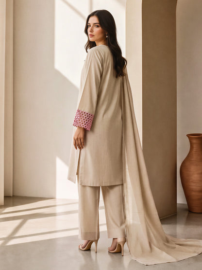 3 Piece Yarn Dyed Suit- Embroidered (Pret)
