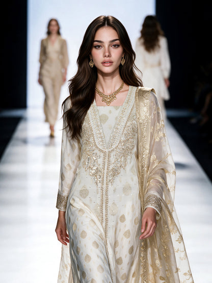 3 Piece Special Jacquard Suit- Embroidered (Pret)