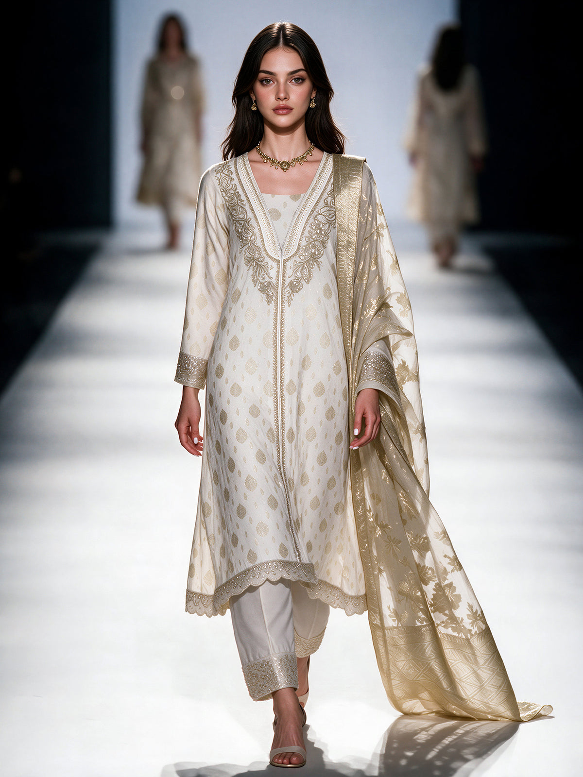 3 Piece Special Jacquard Suit- Embroidered (Pret)