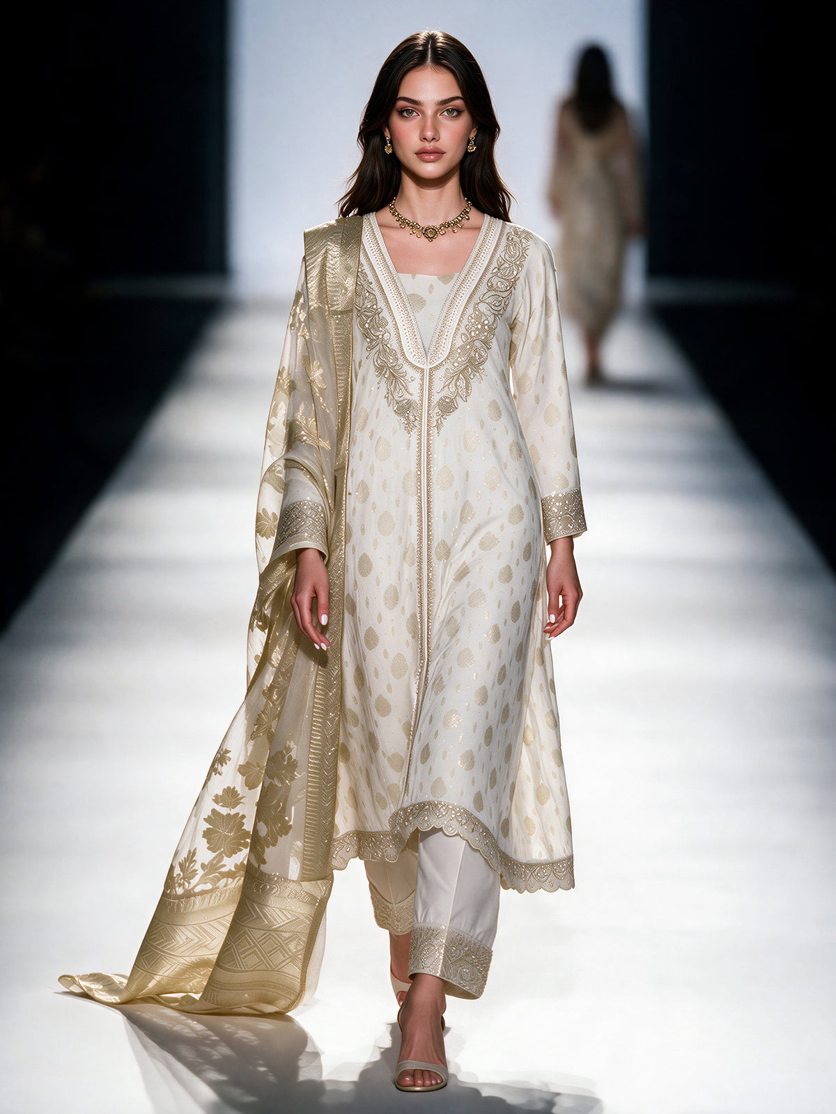 3 Piece Special Jacquard Suit- Embroidered (Pret)
