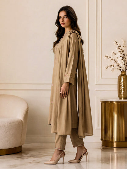 3 Piece Yarn Dyed Suit- Embroidered (Pret)