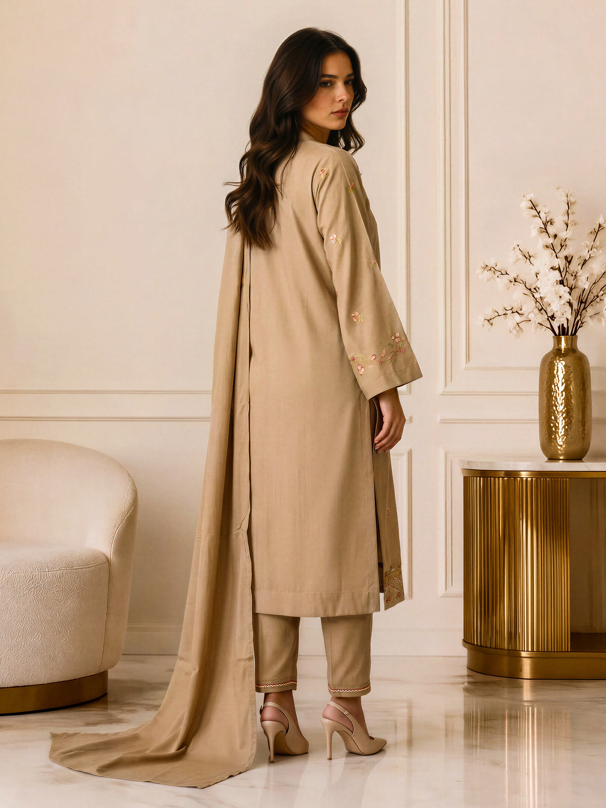 3 Piece Yarn Dyed Suit- Embroidered (Pret)