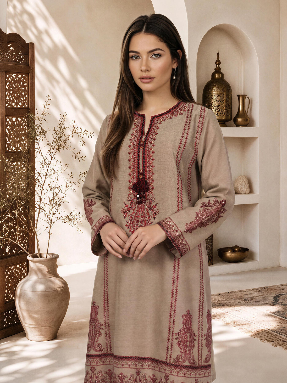 3 Piece Yarn Dyed Suit- Embroidered (Pret)