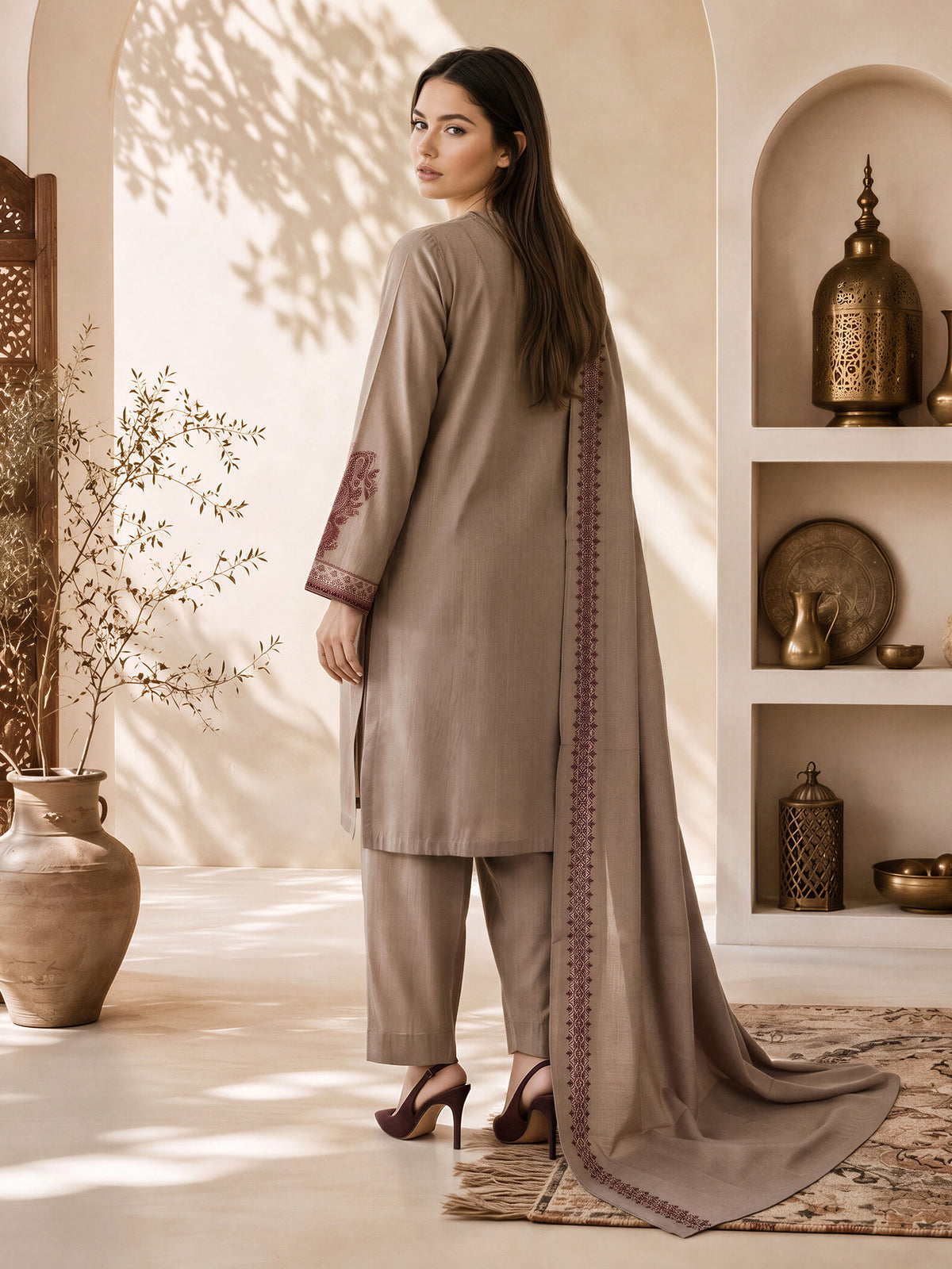 3 Piece Yarn Dyed Suit- Embroidered (Pret)