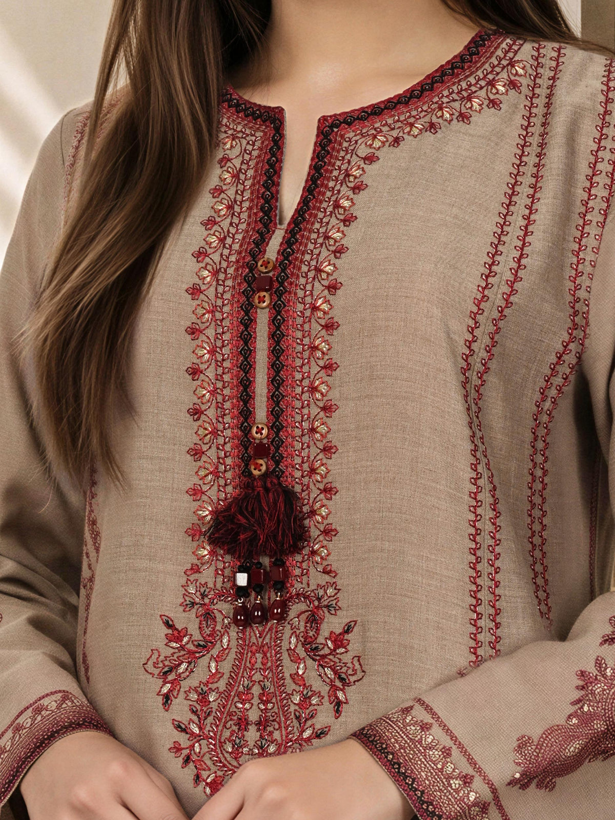 3 Piece Yarn Dyed Suit- Embroidered (Pret)
