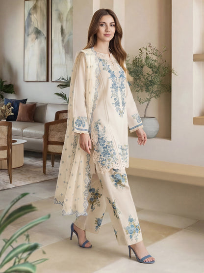 3 Piece Lawn Suit- Embroidered (Pret)