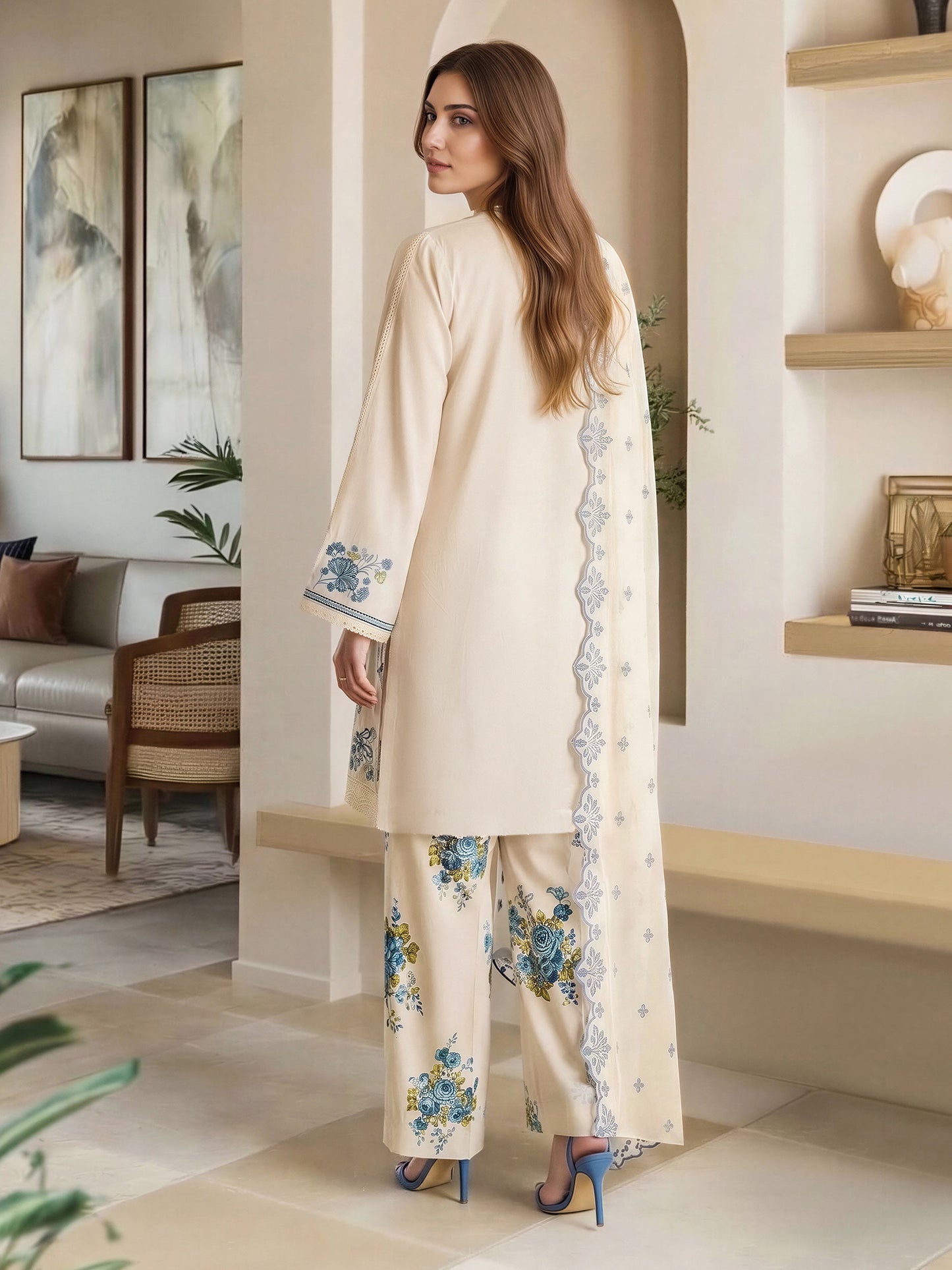 3 Piece Lawn Suit- Embroidered (Pret)