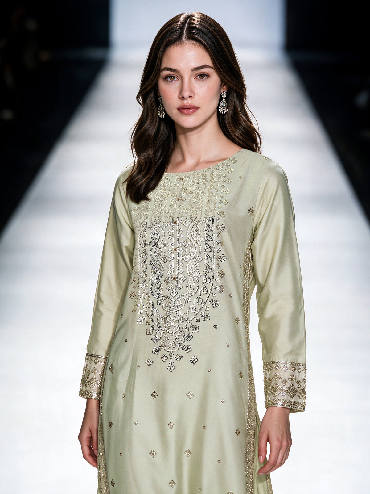 3 Piece Cotton Net Suit- Embroidered (Pret)