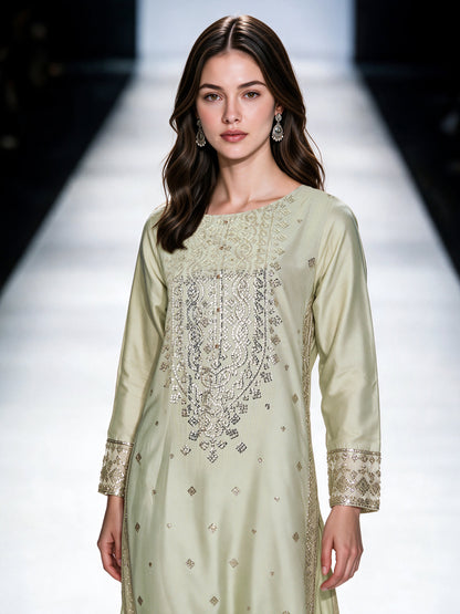 3 Piece Cotton Net Suit- Embroidered (Pret)