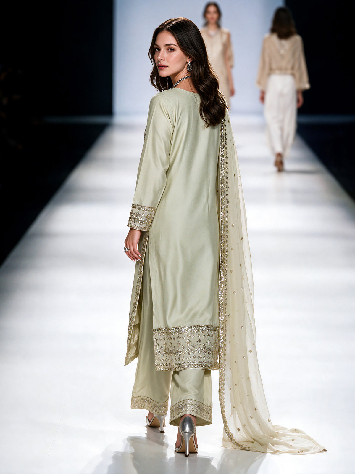3 Piece Cotton Net Suit- Embroidered (Pret)