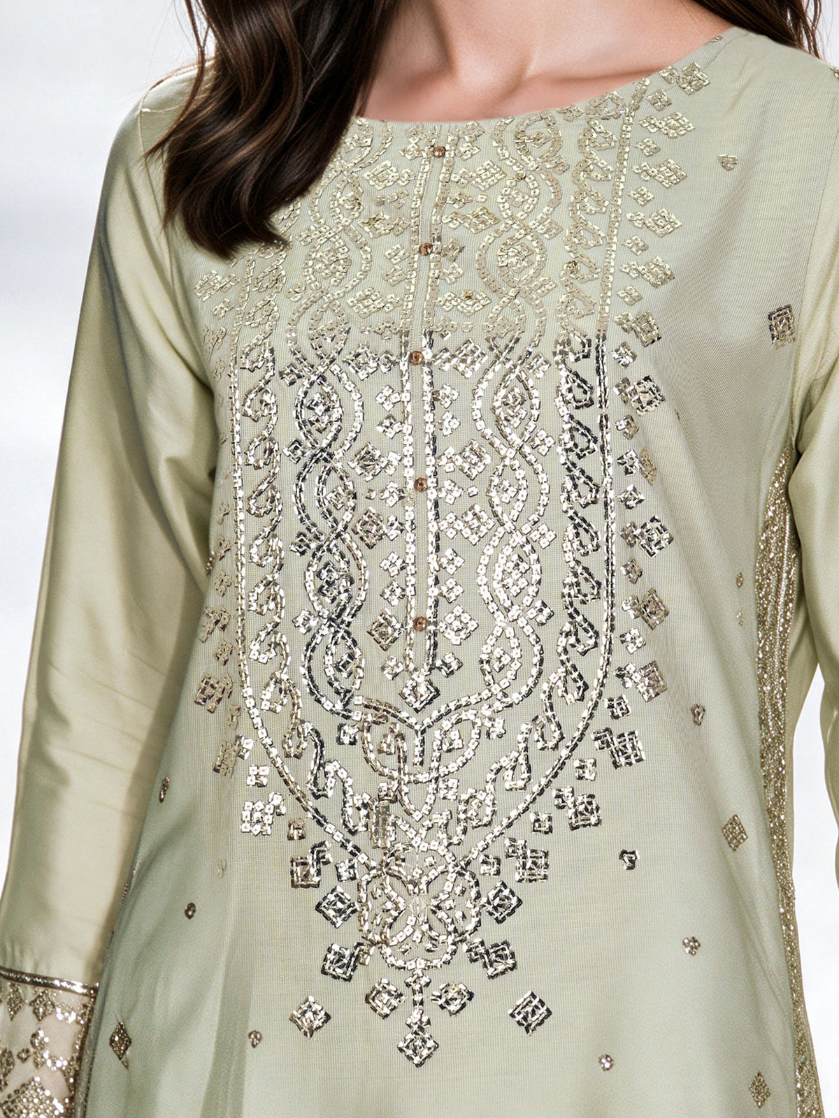 3 Piece Cotton Net Suit- Embroidered (Pret)