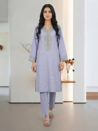 2 Piece Cotton Net Suit- Embroidered (Pret)