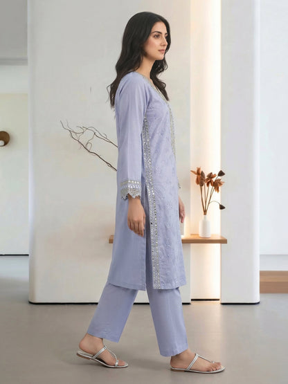 2 Piece Cotton Net Suit- Embroidered (Pret)