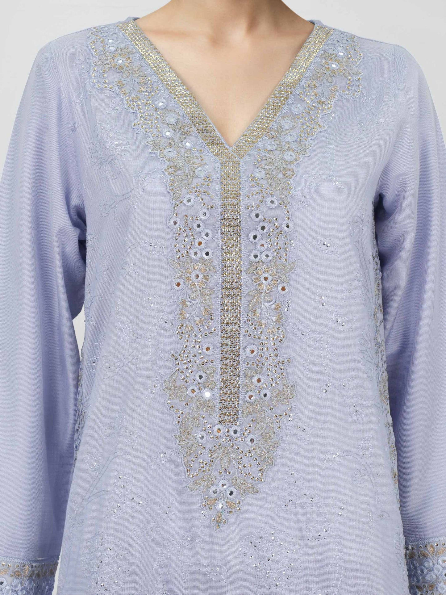 2 Piece Cotton Net Suit- Embroidered (Pret)