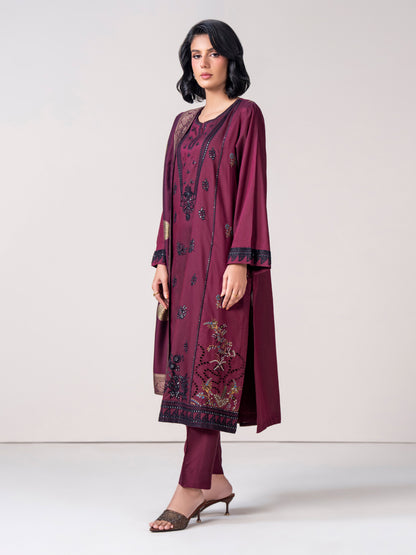 3 Piece Silk Suit- Embroidered (Pret)