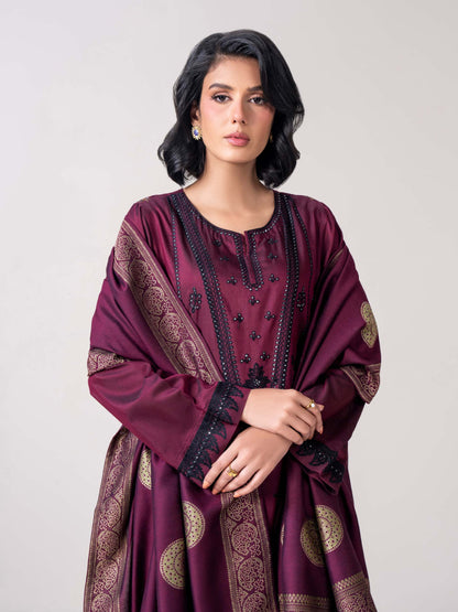 3 Piece Silk Suit- Embroidered (Pret)