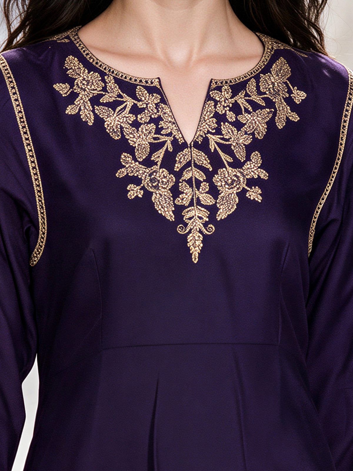 2 Piece Oak Silk Suit- Embroidered (Pret)