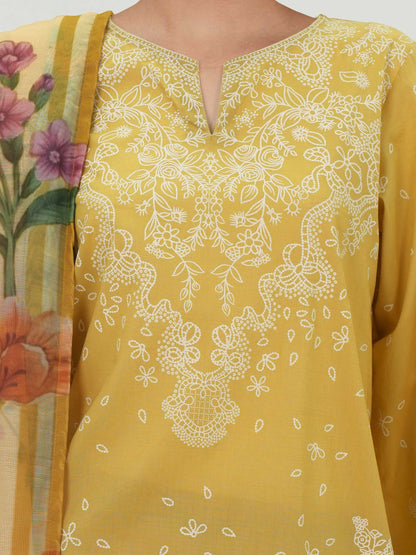 3 Piece Lawn Slub Suit- (Pret)