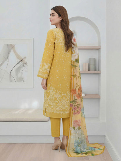 3 Piece Lawn Slub Suit- (Pret)