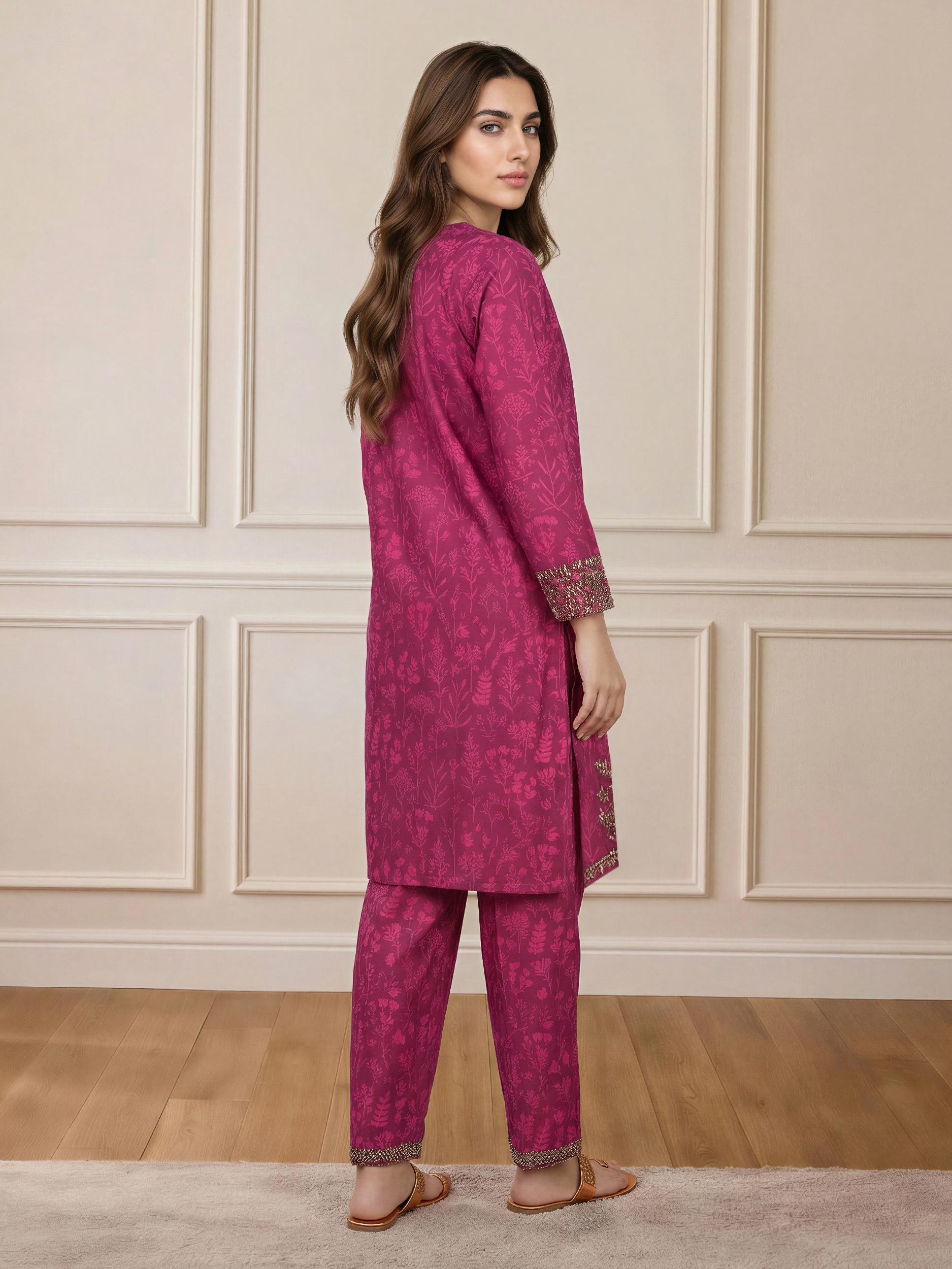 2 Piece Cambric Suit- Embroidered (Pret)