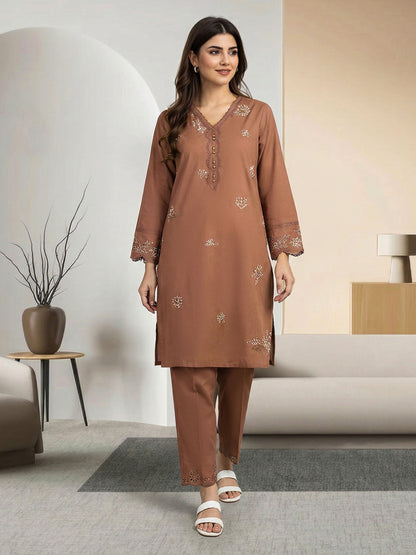 2 Piece Cambric Suit- Embroidered (Pret)