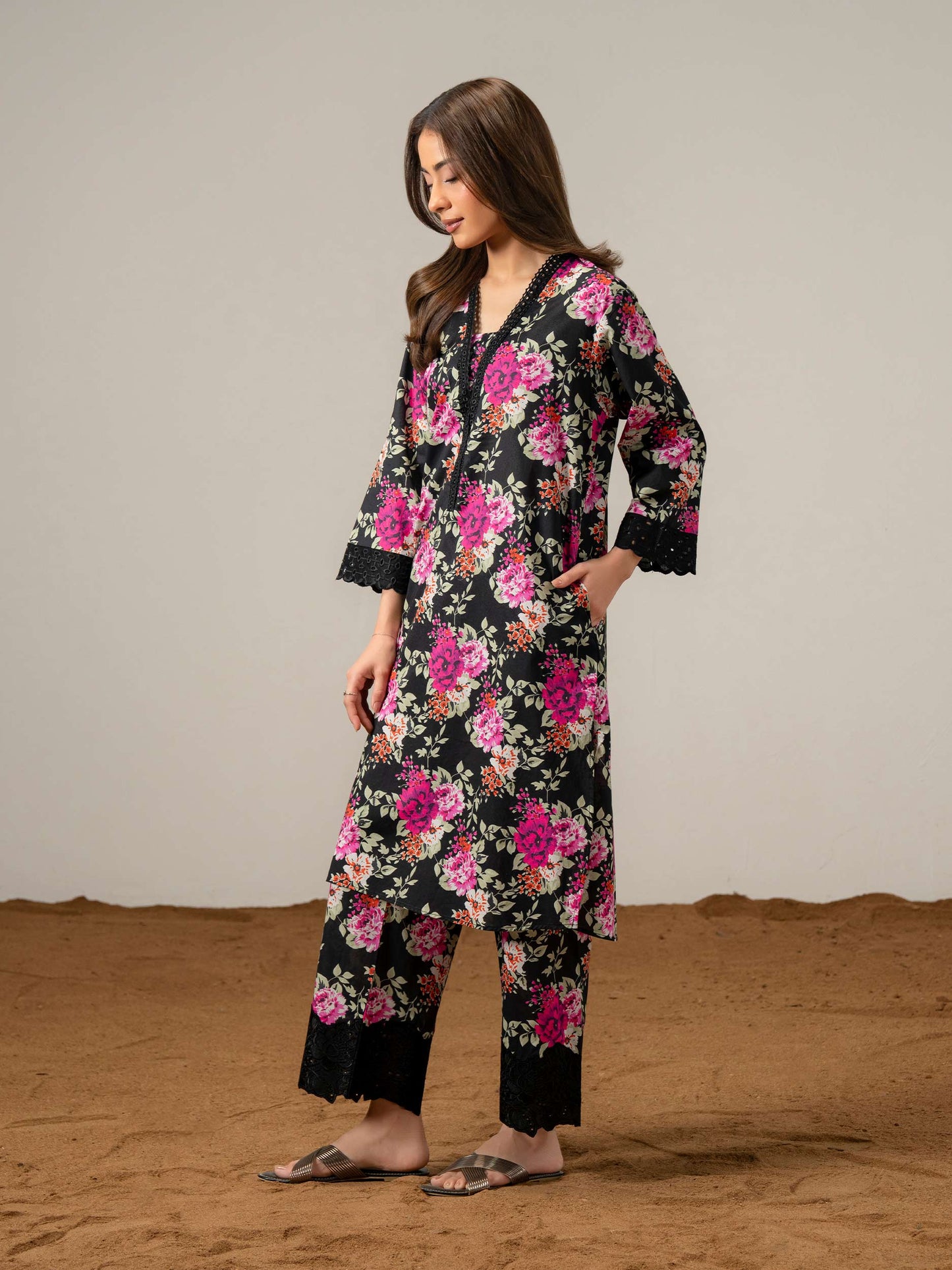 2 Piece Cambric Suit-Printed (Pret)