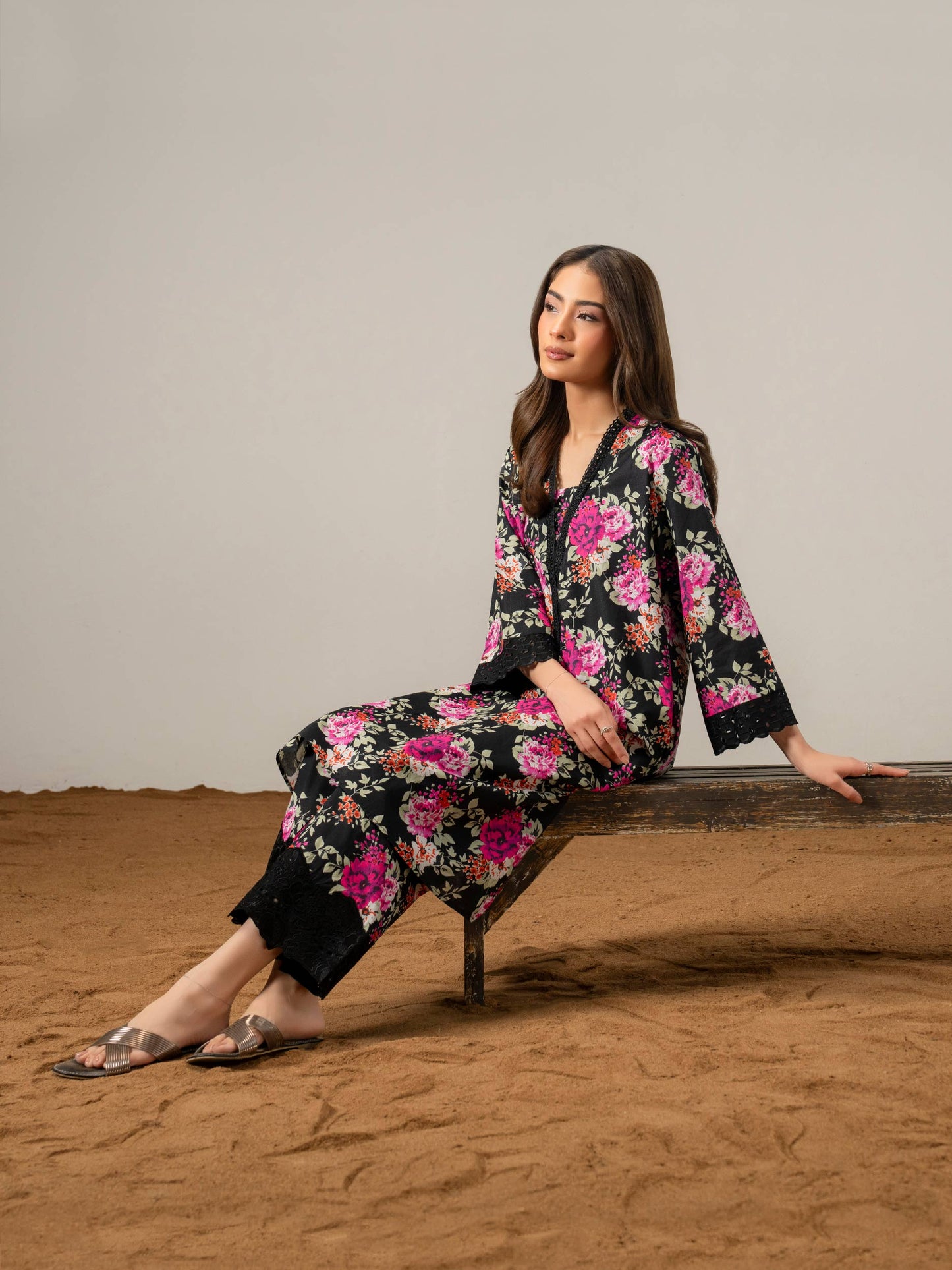 2 Piece Cambric Suit-Printed (Pret)