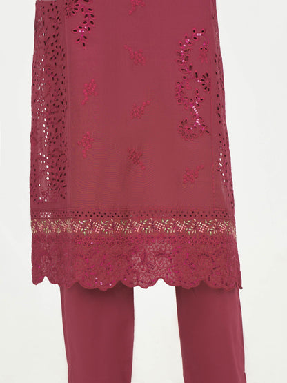 3 Piece Lawn Slub Suit- Embroidered (Pret)