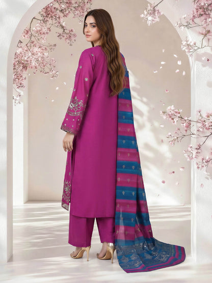 3 Piece Oak Silk Suit- Embroidered (Pret)