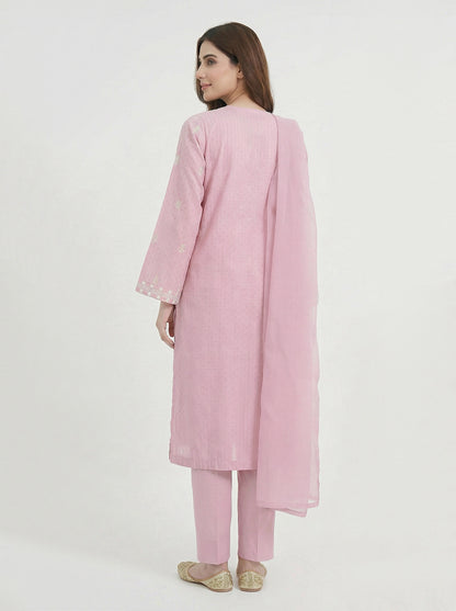3 Piece Lawn Texture Suit- Embroidered (Pret)