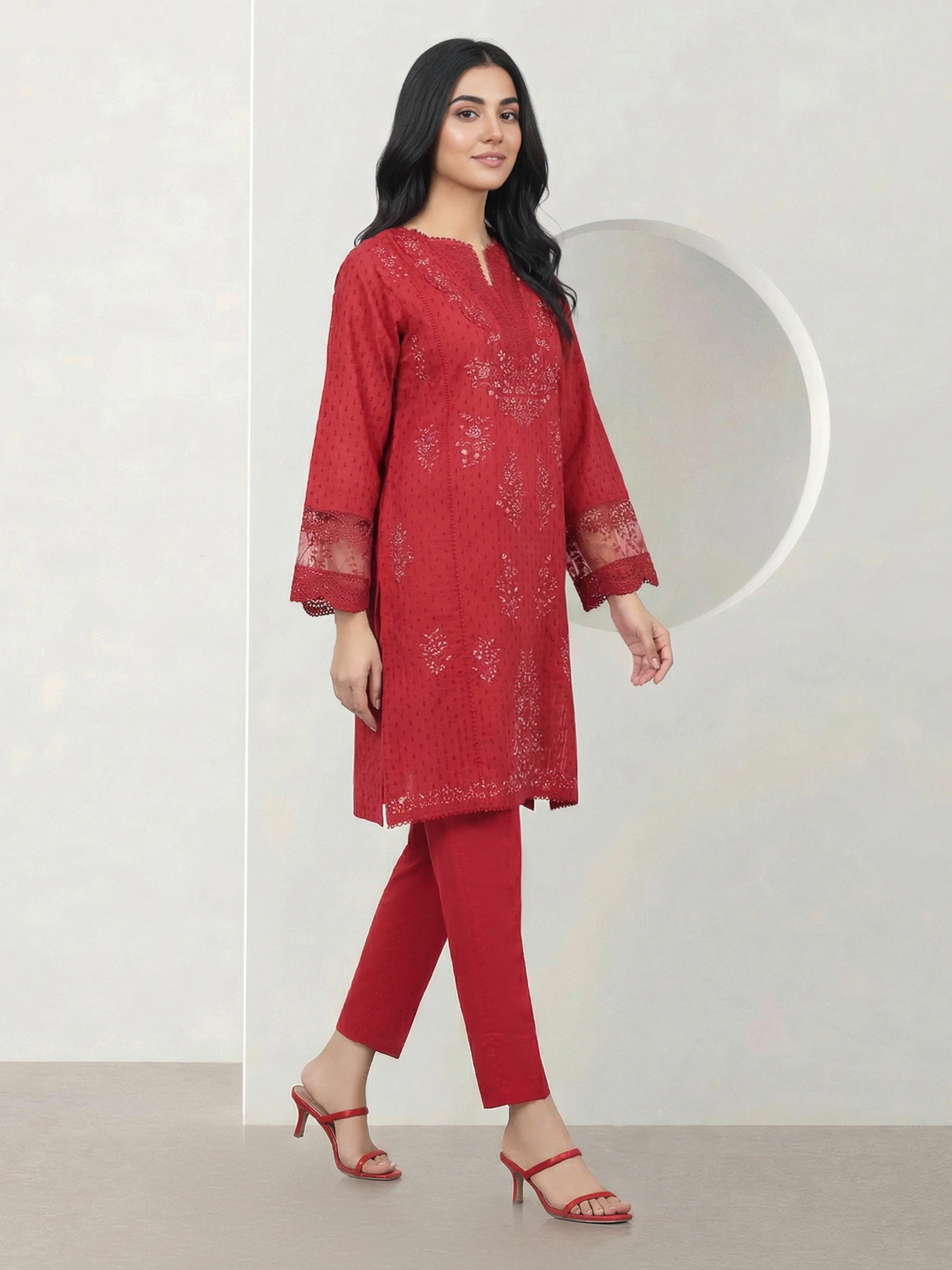 2 Piece Lawn Texture Suit- Embroidered (Pret)