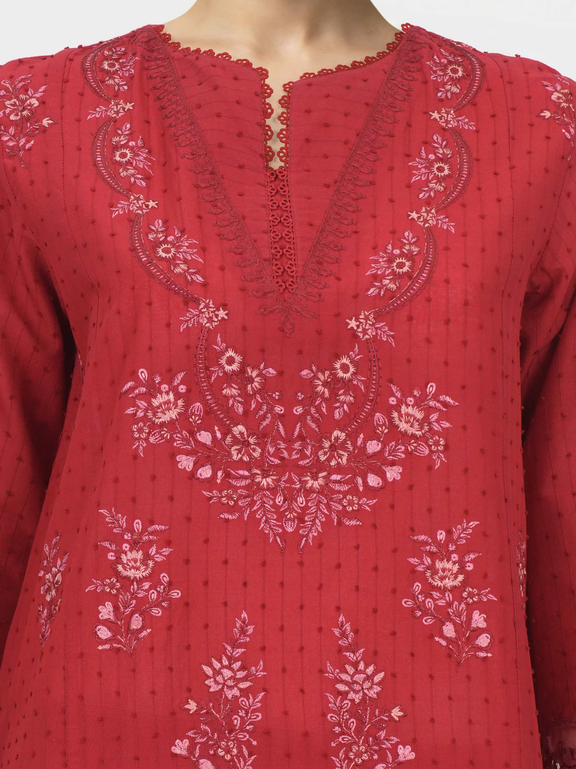 2 Piece Lawn Texture Suit- Embroidered (Pret)