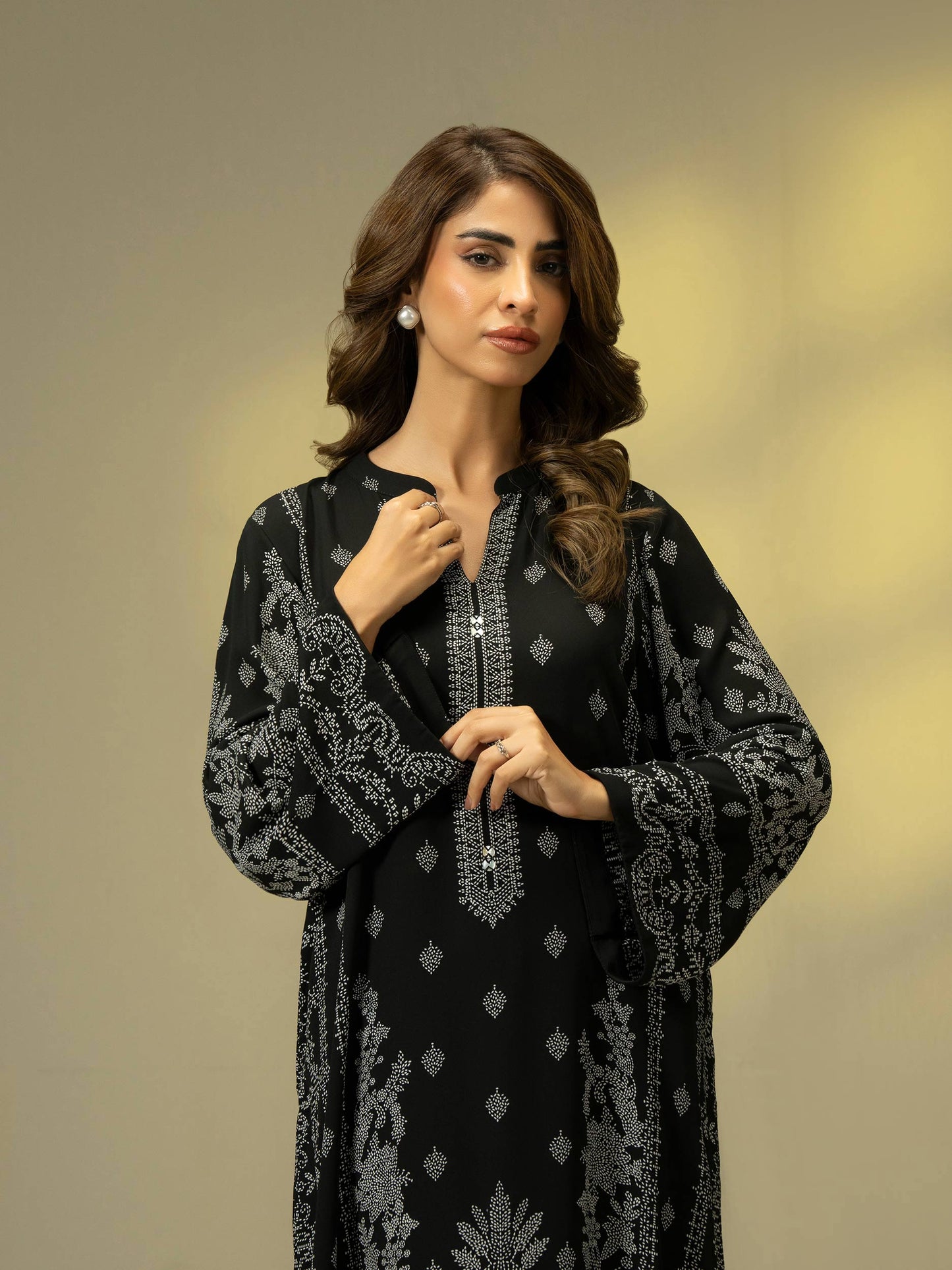 2 Piece Satin Suit-Printed (Pret)