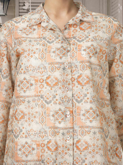 Cambric Slub Co-ord Set- Embroidered