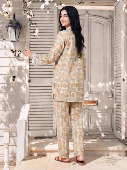 Cambric Slub Co-ord Set- Embroidered