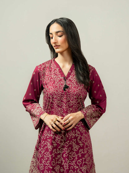 2 Piece Cambric Suit-Paste Print (Pret)