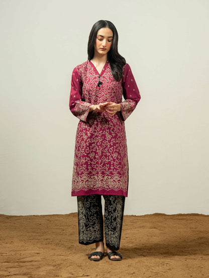 2 Piece Cambric Suit-Paste Print (Pret)