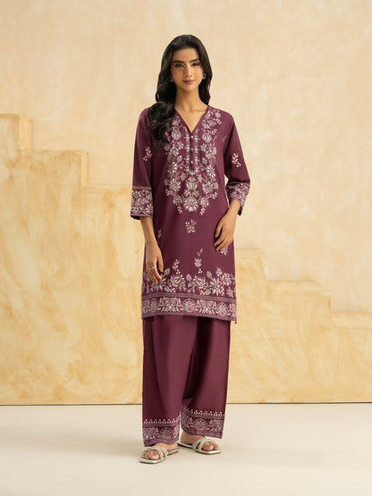 2 Piece Cambric Suit-Paste Print (Pret)