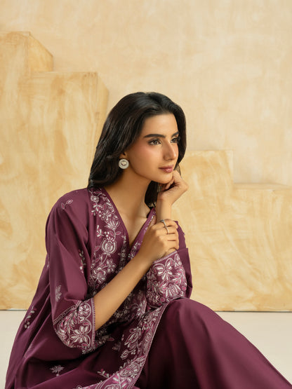 2 Piece Cambric Suit-Paste Print (Pret)