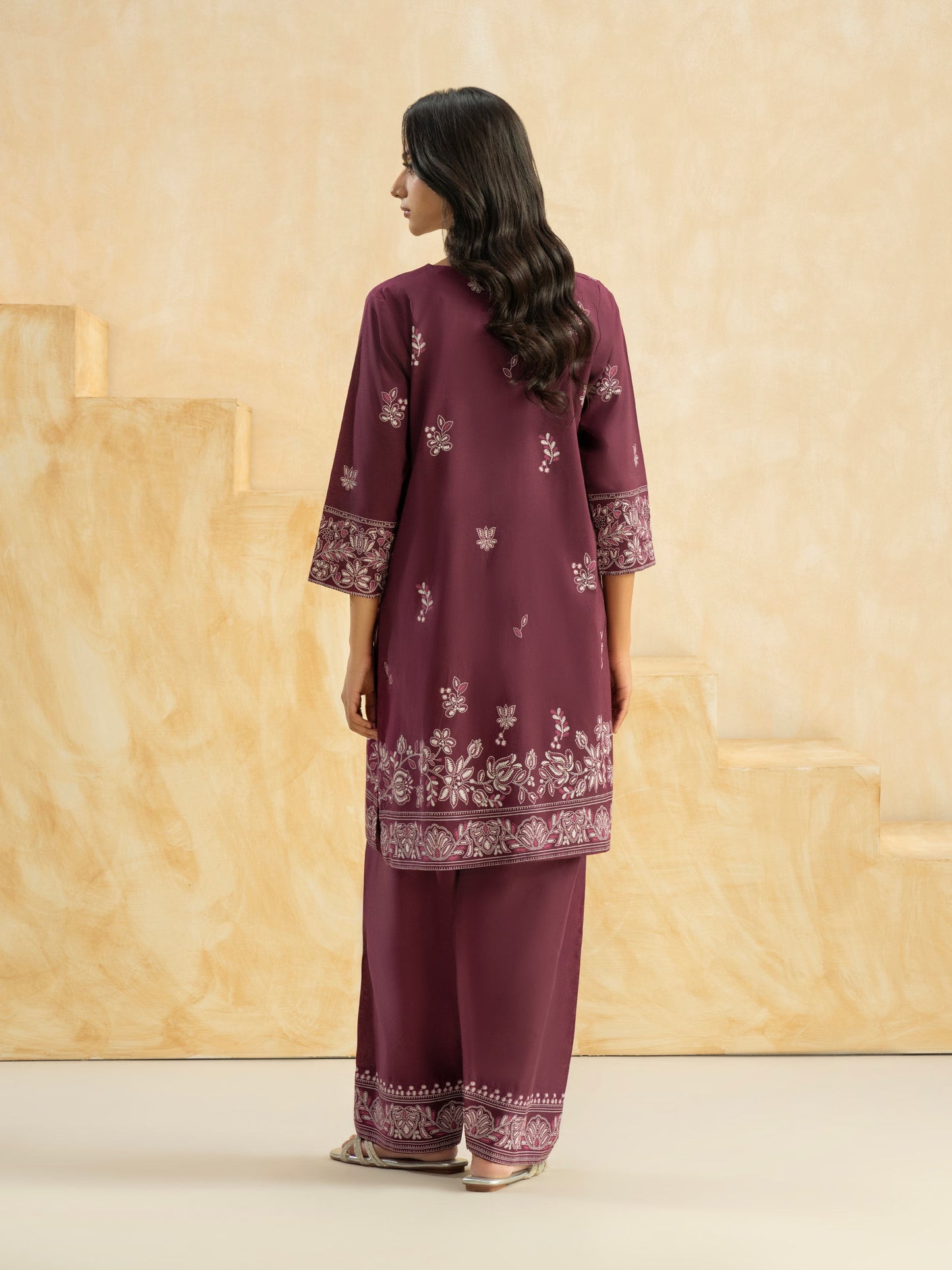 2 Piece Cambric Suit-Paste Print (Pret)