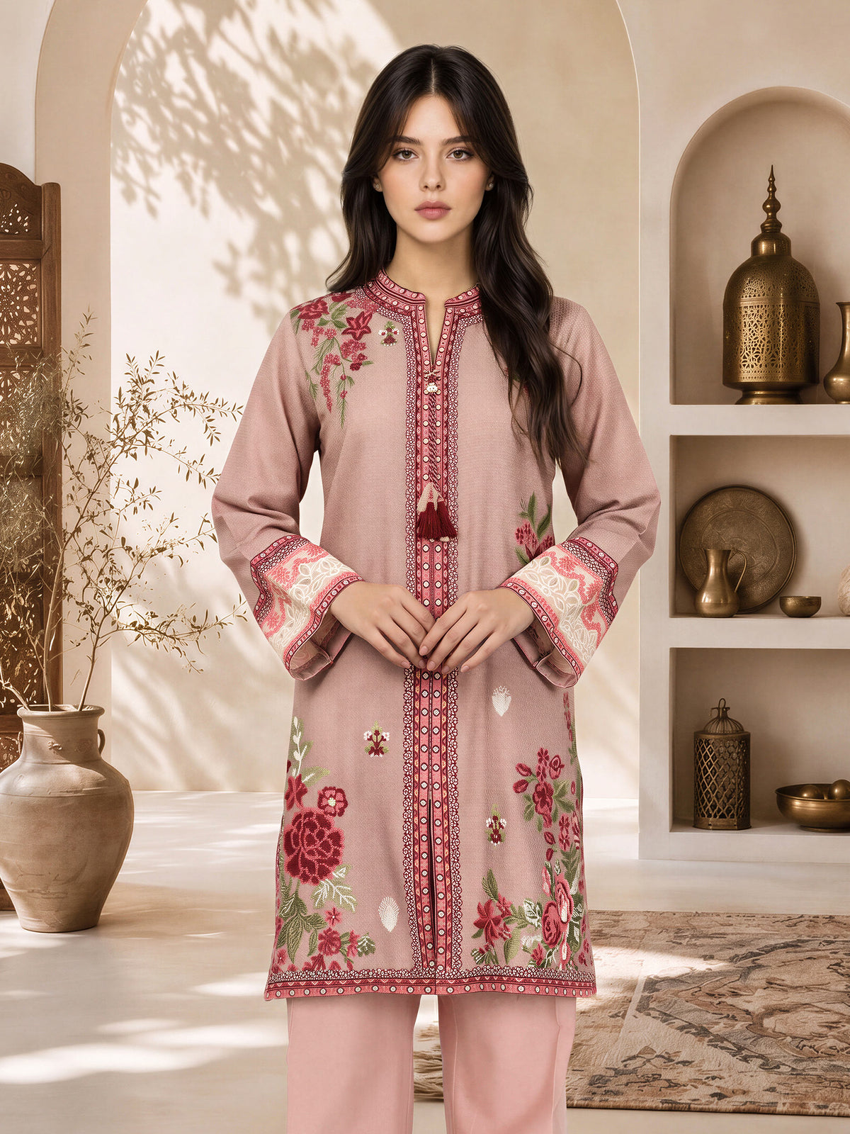 2 Piece Dobby Jacquard Suit -Embroidered (Pret)