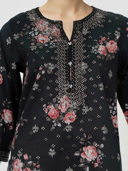 2 Piece Satin Suit- Embroidered (Pret)