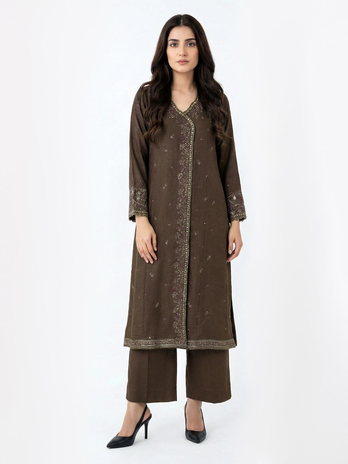 2 Piece Yarn Dyed Suit- Embroidered (Pret)