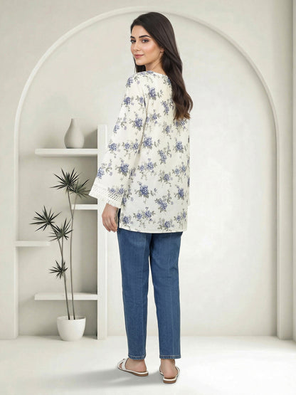 Cambric Kurti- Embroidered (Pret)